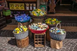 The cute display of a souvenir shop in the town of Lazise - Lake Garda, Italy - rossiwrites.com