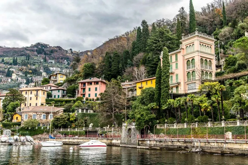 The harbour of Varenna seen from the ferry from Bellagio - Lake Como, Italy - rossiwrites.com