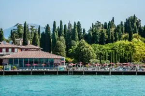 Waterside view of Acquaria Terme - a spa resort in the town of Sirmione - Lake Garda, Italy - rossiwrites.com