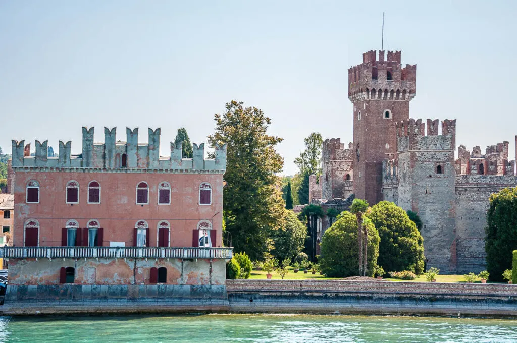 Waterside view of the Scaliger Castle in the town of Lazise - Lake Garda, Italy - rossiwrites.com