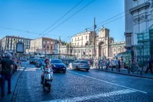 A busy street past by Piazza Dante - Naples, Italy - rossiwrites.com