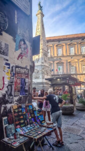 An artist's stall on Spaccanapoli - Naples, Italy - rossiwrites.com