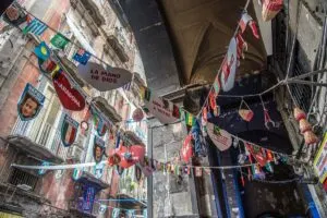 Football decorations along Via dei Tribunali - Naples, Italy - rossiwrites.com