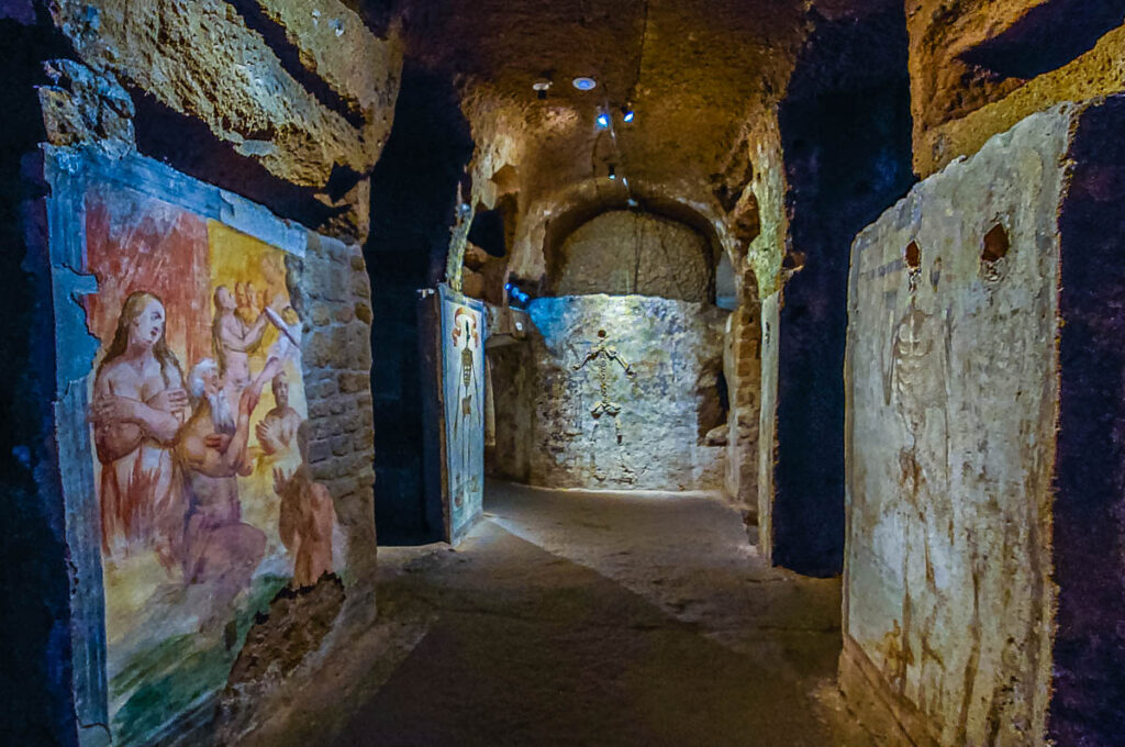 Fresco depicting the Purgatory - Catacombs of San Gaudioso - Rione Sanita - Naples, Italy - rossiwrites.com