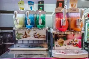 Granita - Slush machines in a small cafe - Naples, Italy - rossiwrites.com
