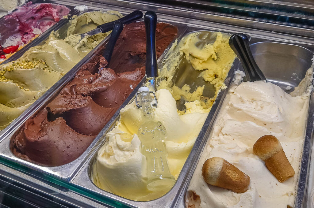 Limoncello and baba gelato sold in a local gelateria - Naples, Italy - rossiwrites.com