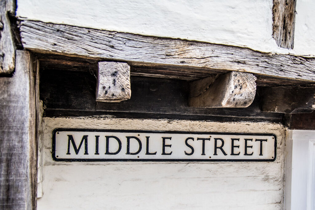 The Middle Street sign in the village of Shere - Surrey, England - rossiwrites.com
