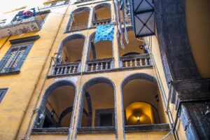 The courtyard of Fratelli Capuano shop on Via San Gregorio Armeno - Naples, Italy - rossiwrites.com