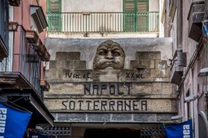 The entrance of the Napoli Sotterranea underground tour - Naples, Italy - rossiwrites.com