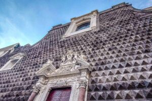 The facade of the Church of Gesu Nuovo - Naples, Italy - rossiwrites.com