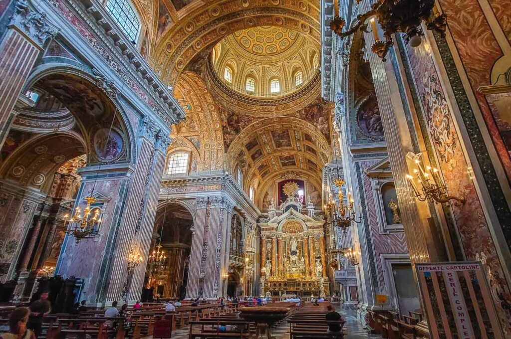 The splendid interiors of the Church of Gesu Nuovo - Naples, Italy - rossiwrites.com