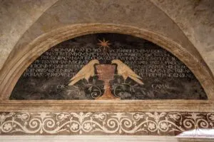 The frescoed lunette of a portico - Treviso, Italy - rossiwrites.com